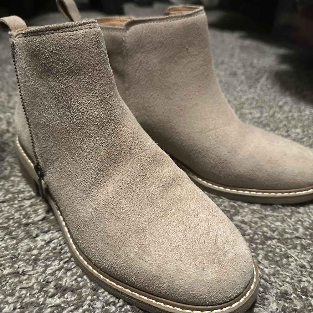 Suede Ankle Boots in Taupe
